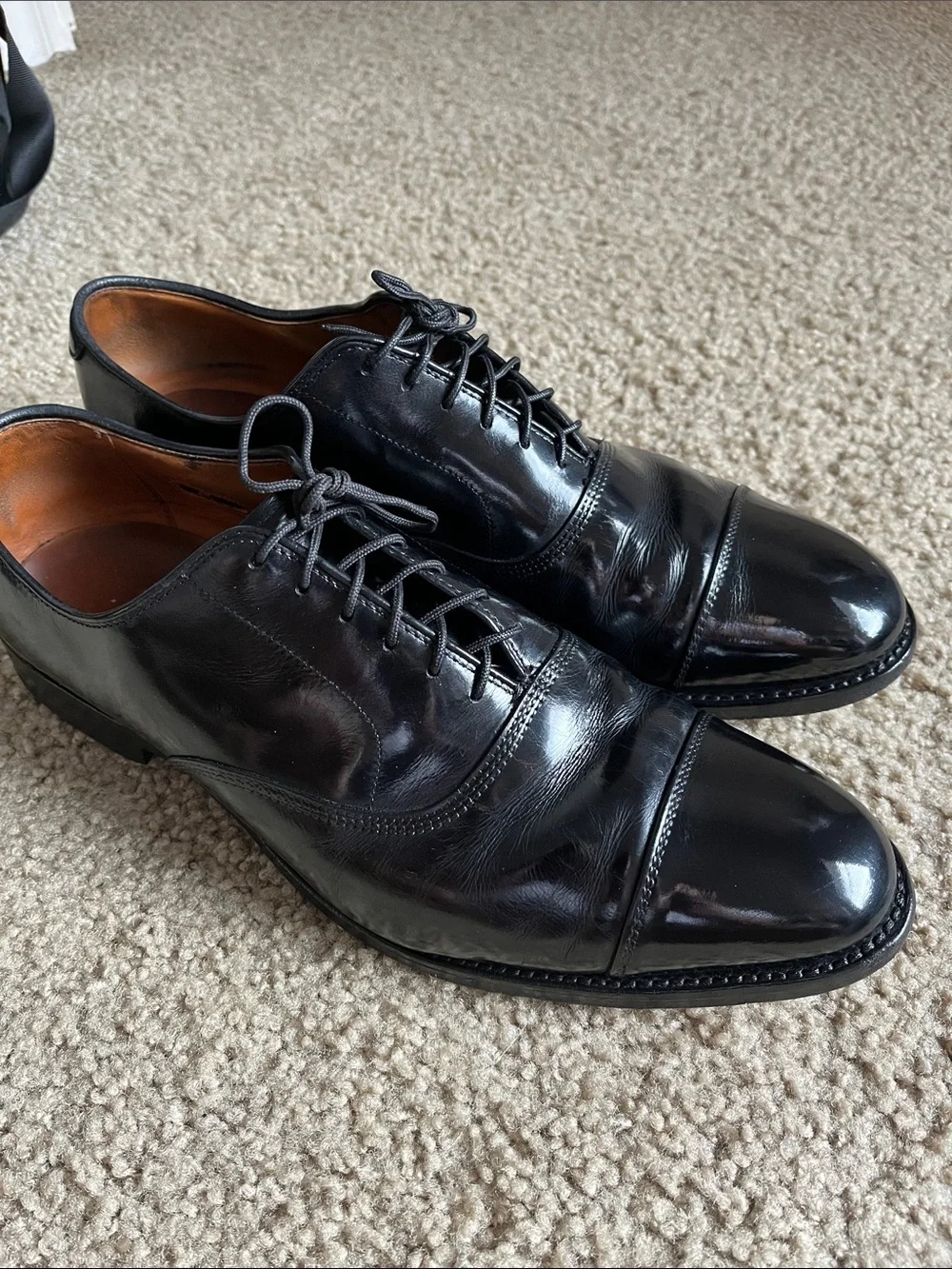 $400 Allen Edmonds Fifth Avenue Classic Black Cap-Toe Oxford Dress Shoes 9.5